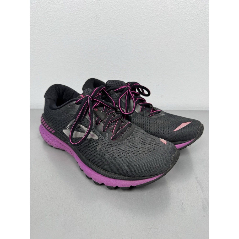 Brooks Adrenaline GTS 20 Shoes Womens 10 Black Purple Running Athletic Sneakers